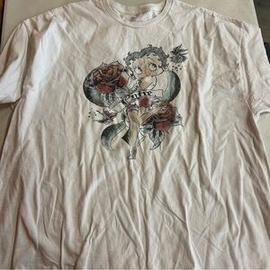 Brisco Brands Betty Boop White Tee with Graphic Design - Size 3X